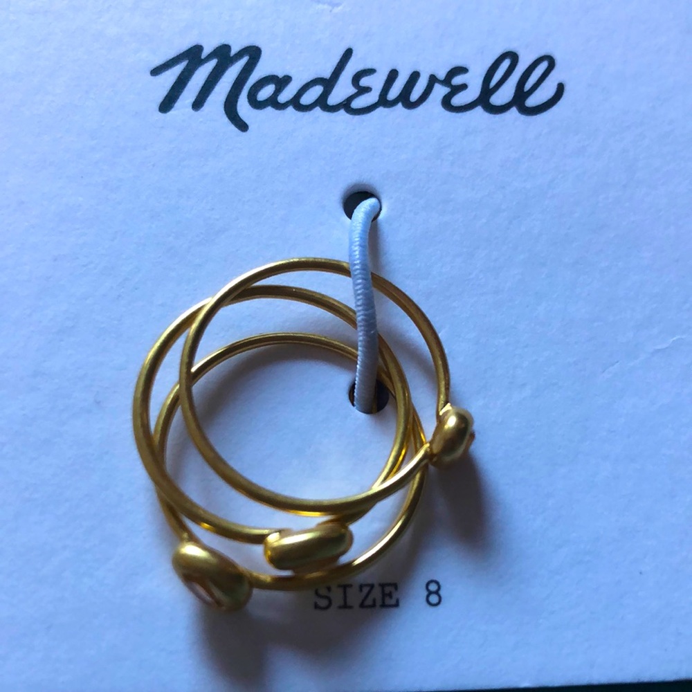 Set of 3 gold coloured madewell rings